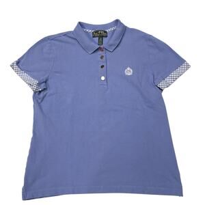 Vtg Lauren Ralph Lauren Polo Shirt Women Size Large Blue Short Sleeve Y2K Preppy